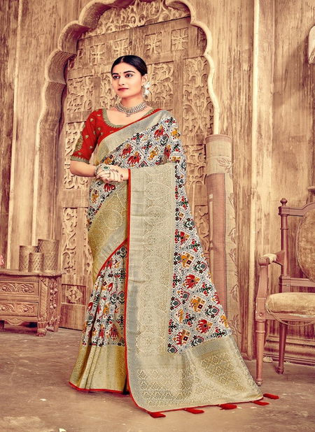 Gray Colour Gajraj 1001 & 1002 Printed Saree Catalog 1002 Catalog